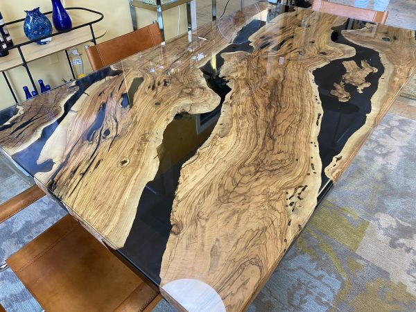 Stunning Eucalyptus & Resin “River” Dining Table