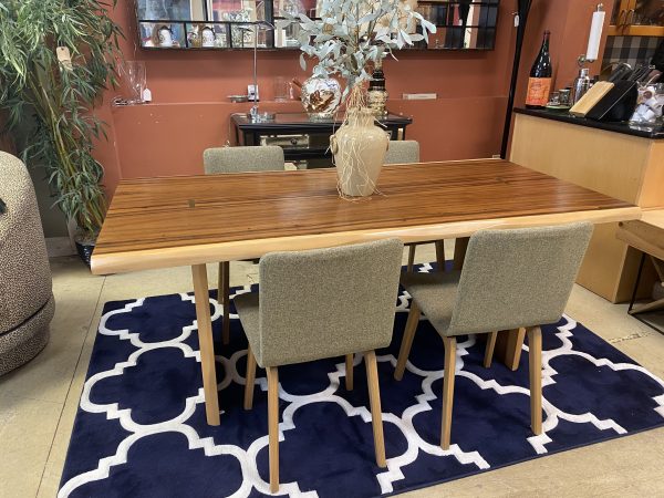 Sansur Live Edge Suar Wood with Brass Inlay Dining Table