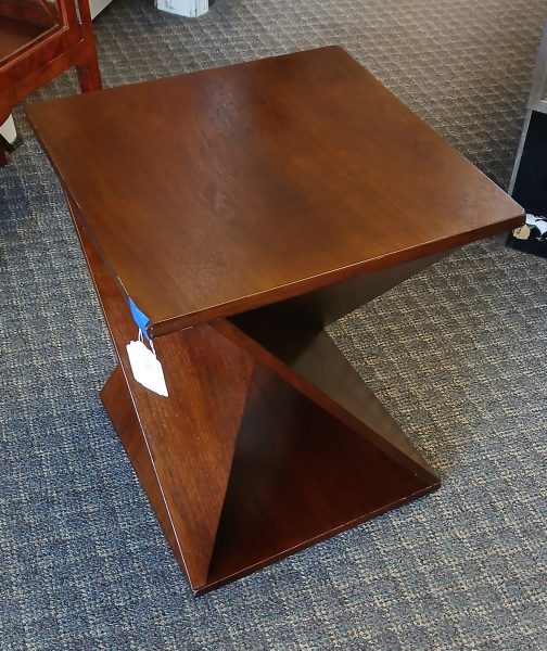 Cut Out Angular Solid Wood Accent Table 