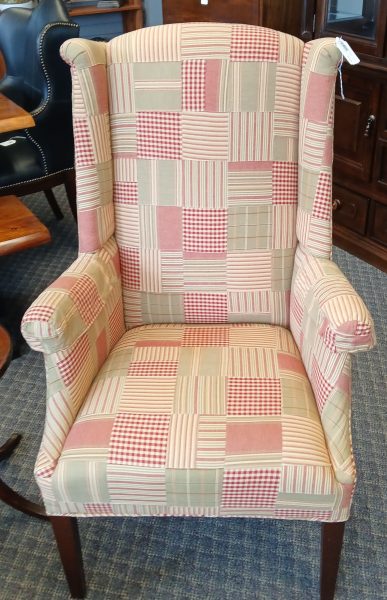 Johnston Furniture Custom Plaid Wing Back Arm Chair 