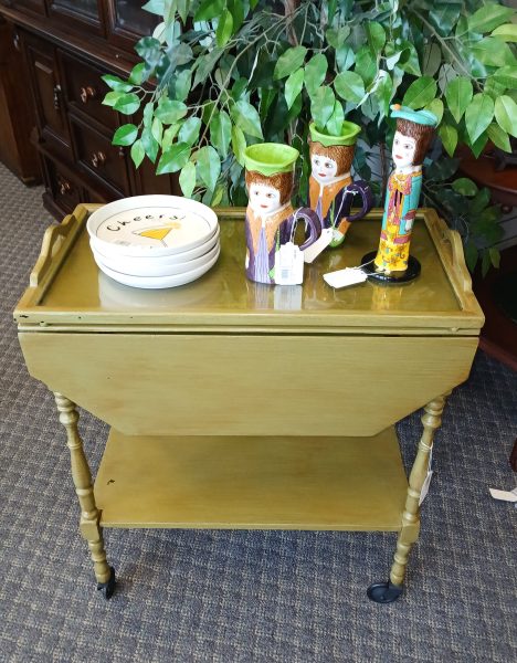 Vintage Distressed Wood Beverage Cart 