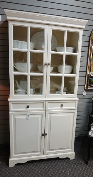 Martha Stewart White Wooden 2 Piece Hutch Cabinet 