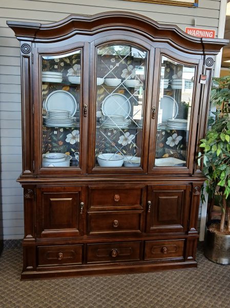 NEW Homeelegence Lordsburg Brown Cherry 2 Piece China Cabinet 