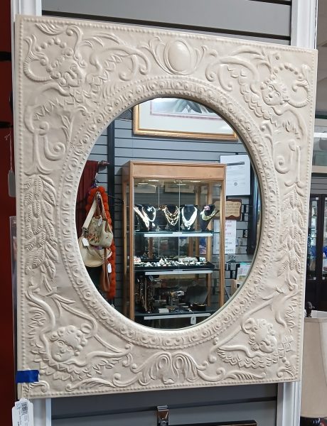 USA Turner Co. White Ceramic Decorative Mirror 