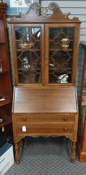 Vintage Chippendale Style Mahogany Secretary Desk 