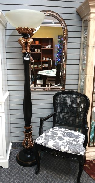 2) Barnes & Ivy Acanthus Leaf Torchiere Floor Lamps Sold Separate