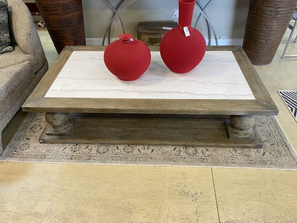 Arhaus Hudson Collection Marble & Pine Coffee Table