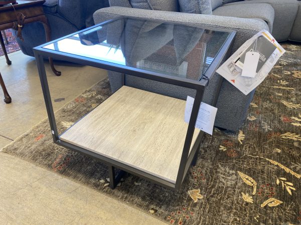 NEW ~ Bernhardt Furniture Harlow Travertine Stone Side Table