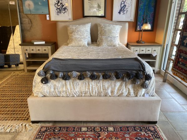 NEW ~ Bernhardt Furniture Graham Queen Upholstered Panel Bed with Nailhead Trim