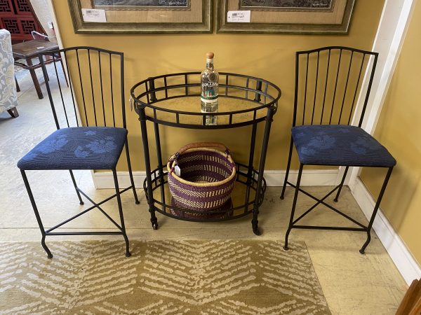 Set of 2 Woodard Cast Iron Counter Height Stools