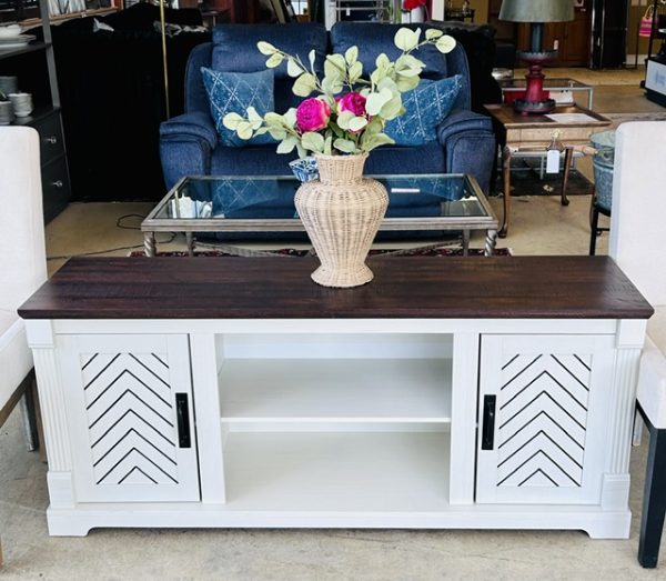 Two-Tone Media Console with Chevron Doors