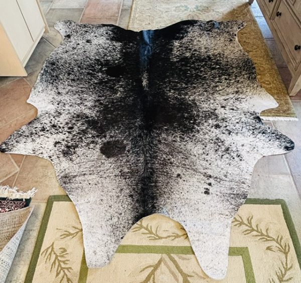 8′ x 7’7″ New Hudson Hides Salt & Pepper Cowhide Rug