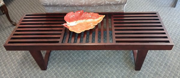 Mid Century Style Slat Wood Bench Or Coffee Table 