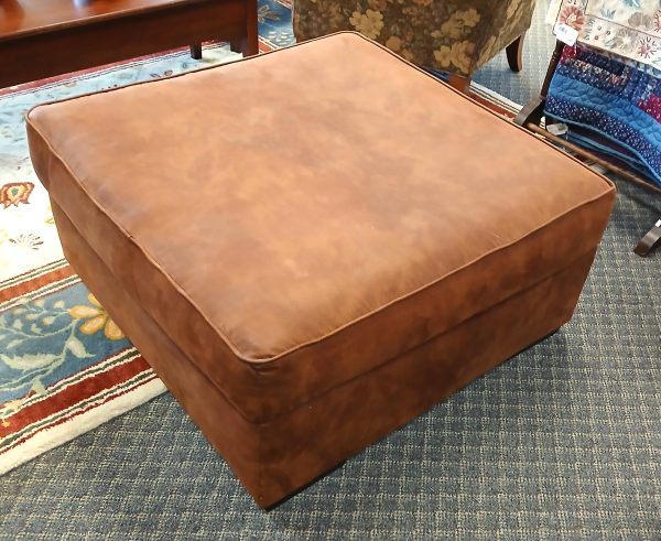 Imported Marbled Leather Suede Ottoman 