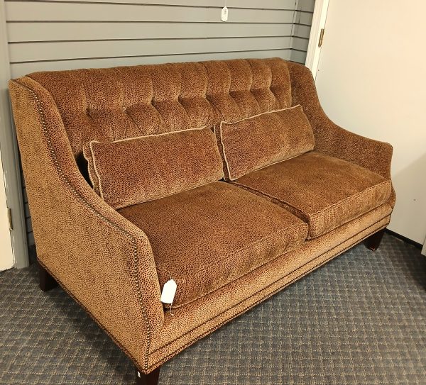 Custom Imported Tufted/Hobnail Leopard Brushed Upholstered Loveseat/Sofa 