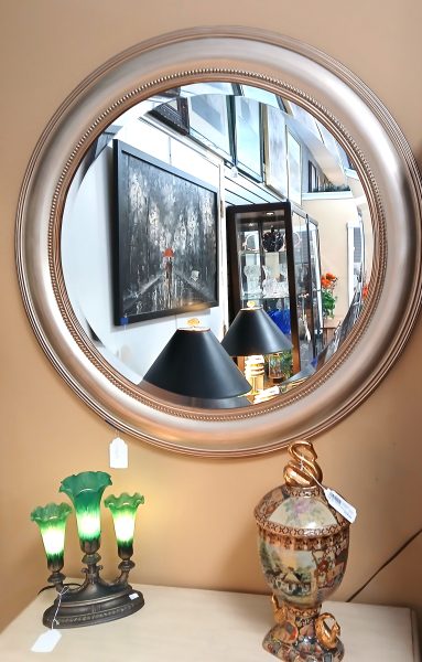 Round Brushed Silver/Gold Beveled Mirror 