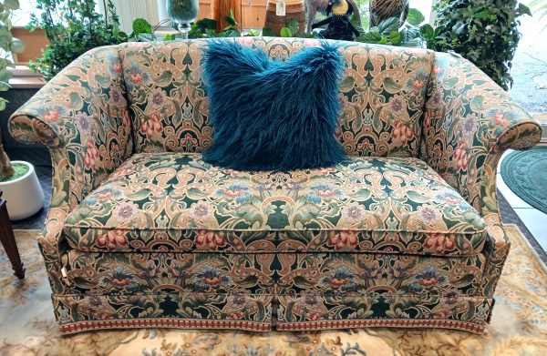 Custom Designer French Brocade Upholstered Sofa/Loveseat 