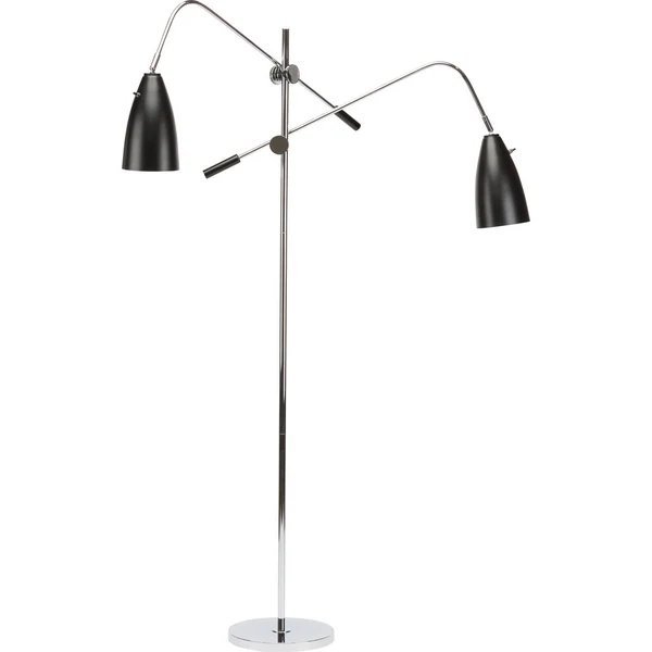 Nuevo Amsterdam Adjustable Black Steel & Chrome Floor Lamp