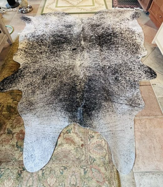 7’9″ x 7’2″ New Hudson Hides Salt & Pepper Cowhide Rug