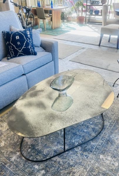 OCHRE Moon Pebble Mercury Glass & Steel Coffee Table