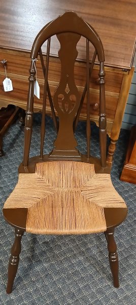 Antique C9 High Back Spindle Rush Chair 