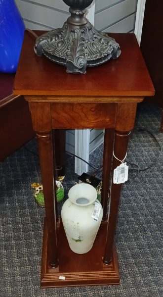 Vintage Cherry Bombay Column Pedestal Table 