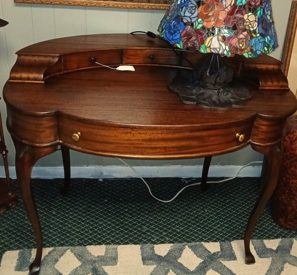 Antique Vintage C9 Curved Napoleon Revival Style Mahogany Desk 