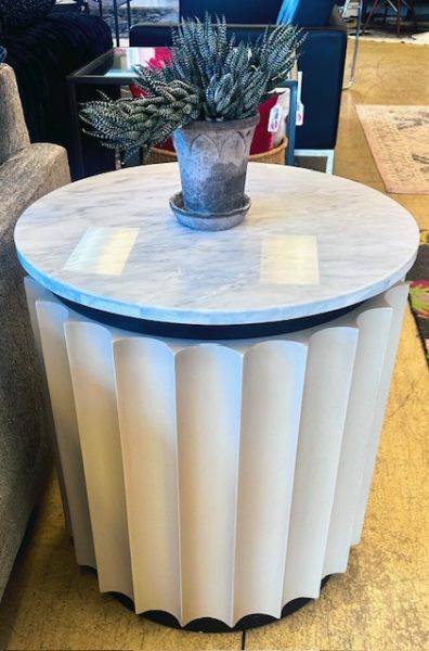 Universal Furniture Scalloped Marble Accent Table